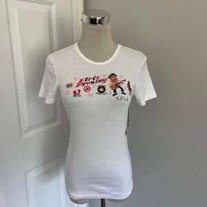 RARE VINTAGE WHITE PAUL FRANK ELVIS LONG BABY‎ TEE